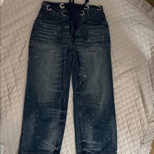 women Blue Jeans with white Details